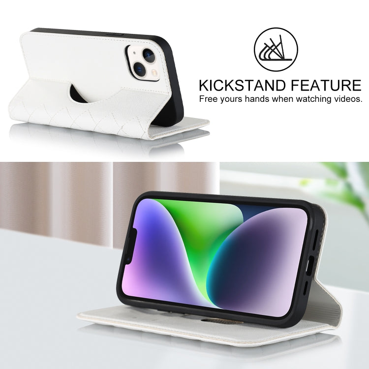 Custodia per telefono in pelle a portafoglio antifurto Rhombic MagSafe RFID, For iPhone 14, For iPhone 14 Plus, For iPhone 14 Pro