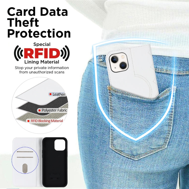 Custodia per telefono in pelle a portafoglio antifurto Rhombic MagSafe RFID, For iPhone 14, For iPhone 14 Plus, For iPhone 14 Pro
