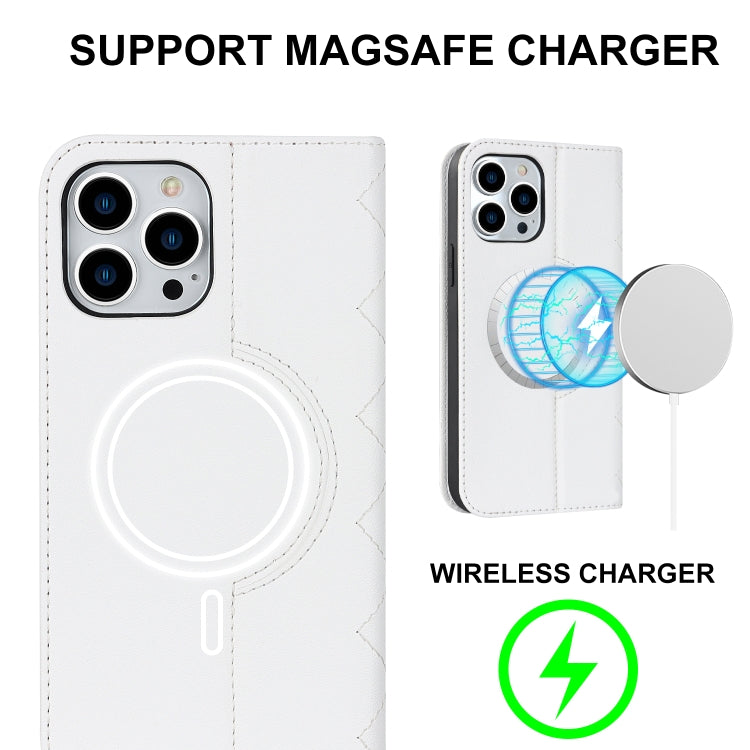 Custodia per telefono in pelle a portafoglio antifurto Rhombic MagSafe RFID, For iPhone 14 Pro Max, For iPhone 13 mini, For iPhone 13