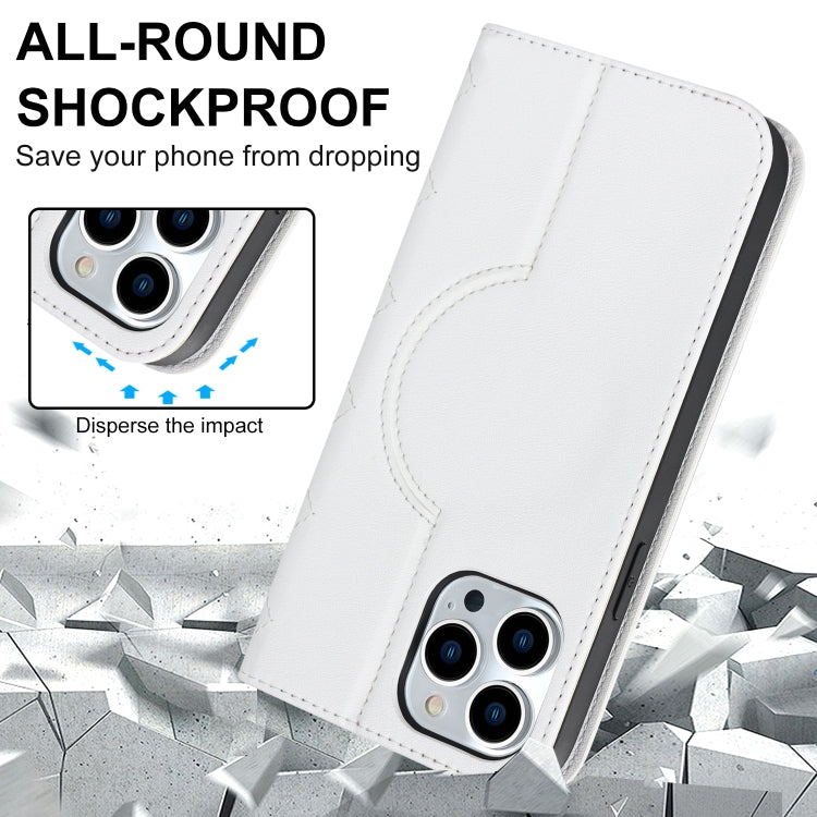 Custodia per telefono in pelle a portafoglio antifurto Rhombic MagSafe RFID, For iPhone 14 Pro Max, For iPhone 13 mini, For iPhone 13