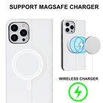 Custodia per telefono in pelle a portafoglio antifurto Rhombic MagSafe RFID, For iPhone 13 Pro, For iPhone 13 Pro Max, For iPhone 12 mini