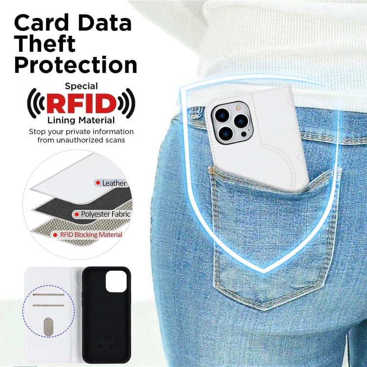 Custodia per telefono in pelle a portafoglio antifurto Rhombic MagSafe RFID, For iPhone 13 Pro, For iPhone 13 Pro Max, For iPhone 12 mini