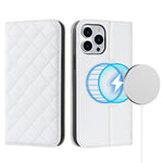 Custodia per telefono in pelle a portafoglio antifurto Rhombic MagSafe RFID, For iPhone 13 Pro, For iPhone 13 Pro Max, For iPhone 12 mini