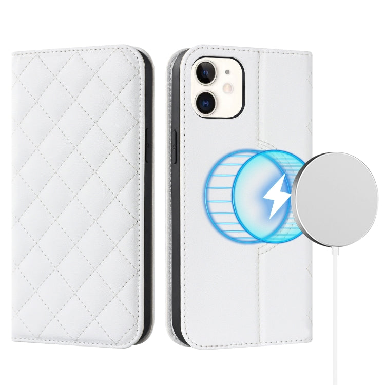 Custodia per telefono in pelle a portafoglio antifurto Rhombic MagSafe RFID, For iPhone 13 Pro, For iPhone 13 Pro Max, For iPhone 12 mini