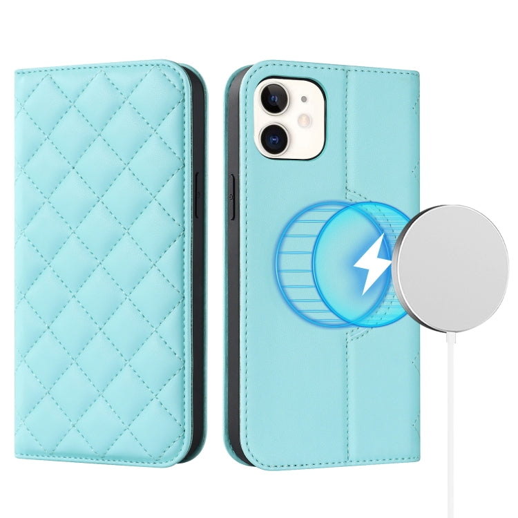 Custodia per telefono in pelle a portafoglio antifurto Rhombic MagSafe RFID, For iPhone 13 Pro, For iPhone 13 Pro Max, For iPhone 12 mini