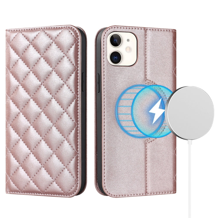Custodia per telefono in pelle a portafoglio antifurto Rhombic MagSafe RFID, For iPhone 13 Pro, For iPhone 13 Pro Max, For iPhone 12 mini