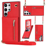 Custodia con cover posteriore in TPU + PU quadrata con cerniera a tracolla, For Samsung Galaxy S23 5G, For Samsung Galaxy S23+ 5G, For Samsung Galaxy S23 Ultra 5G