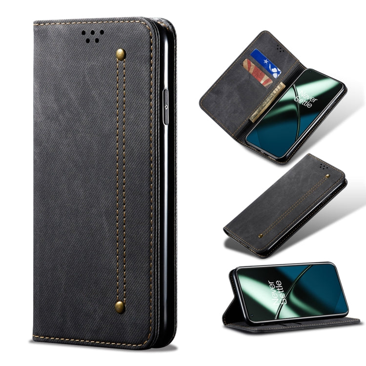 Custodia per telefono in pelle Flip Texture denim, For OnePlus 11, For OnePlus 11R, For OnePlus Ace 2 5G, For vivo iQOO 11, For Samsung Galaxy A54 5G