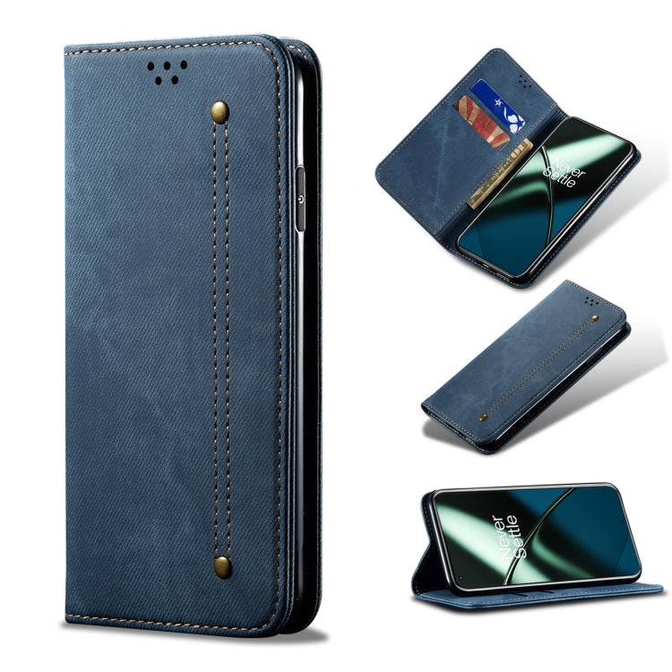 Custodia per telefono in pelle Flip Texture denim, For OnePlus 11, For OnePlus 11R, For OnePlus Ace 2 5G, For vivo iQOO 11, For Samsung Galaxy A54 5G