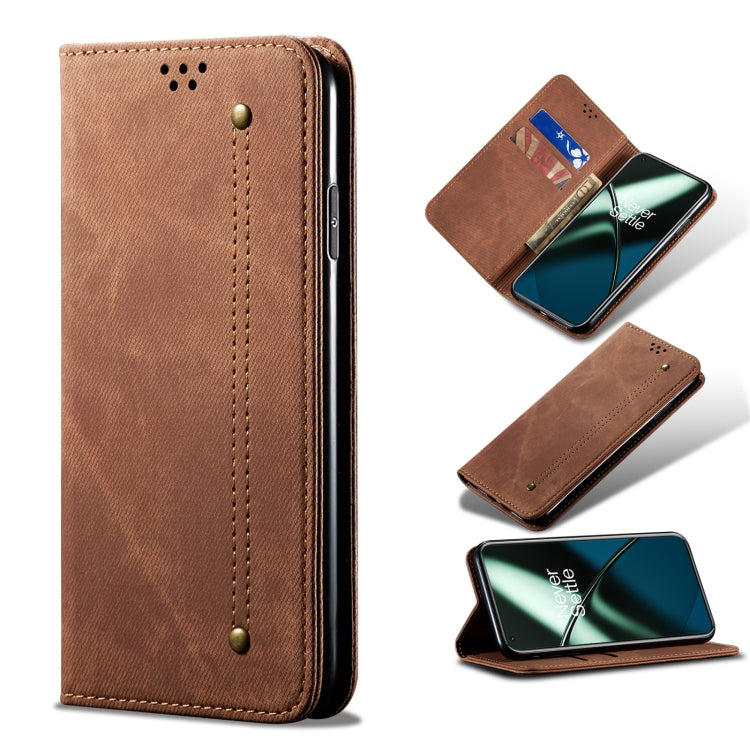 Custodia per telefono in pelle Flip Texture denim, For OnePlus 11, For OnePlus 11R, For OnePlus Ace 2 5G, For vivo iQOO 11, For Samsung Galaxy A54 5G