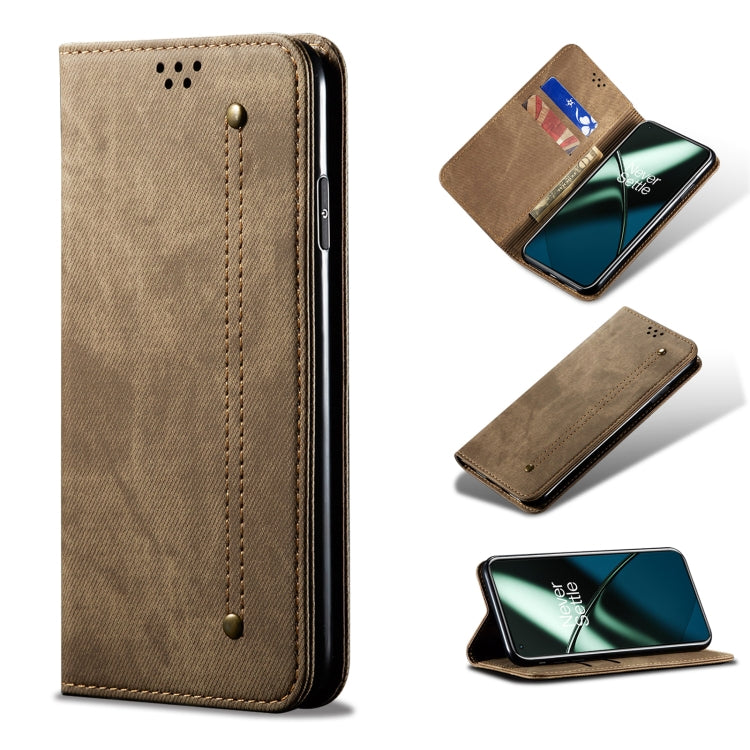 Custodia per telefono in pelle Flip Texture denim, For OnePlus 11, For OnePlus 11R, For OnePlus Ace 2 5G, For vivo iQOO 11, For Samsung Galaxy A54 5G