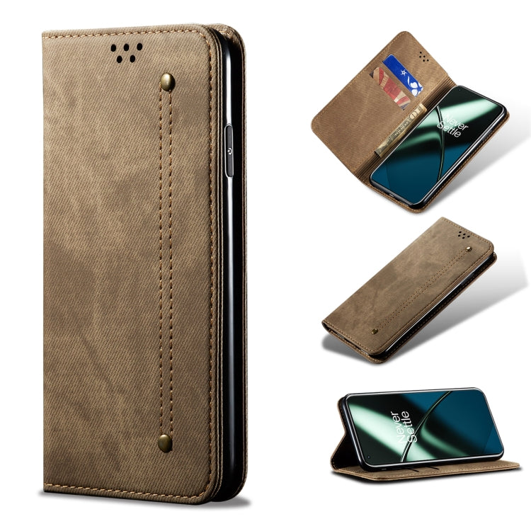 Custodia per telefono in pelle Flip Texture denim, For OnePlus 11, For OnePlus 11R, For OnePlus Ace 2 5G, For vivo iQOO 11, For Samsung Galaxy A54 5G