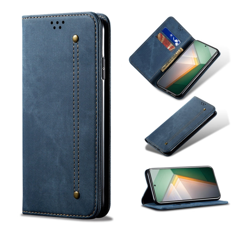 Custodia per telefono in pelle Flip Texture denim, For OnePlus 11, For OnePlus 11R, For OnePlus Ace 2 5G, For vivo iQOO 11, For Samsung Galaxy A54 5G