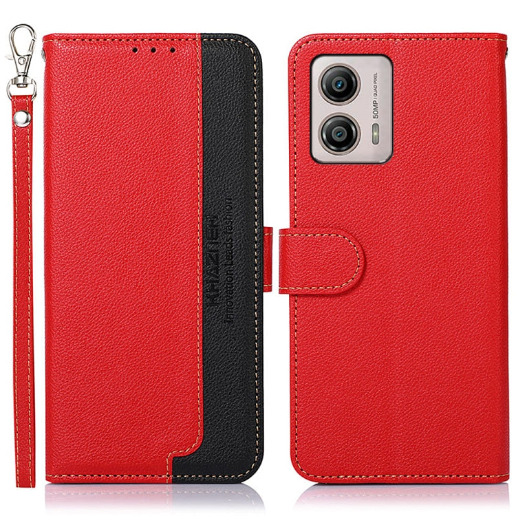 KHAZNEH Custodia per telefono RFID in pelle con texture Litchi, For OnePlus 11, For OnePlus Nord CE 3 Lite, For Motorola Moto E13, For Motorola Moto G53 5G