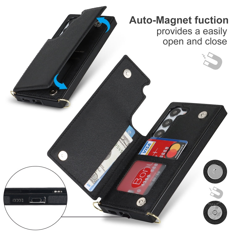 Custodia in TPU + PU con doppia fibbia quadrata a tracolla, For Samsung Galaxy S23 5G, For Samsung Galaxy S23+ 5G, For Samsung Galaxy S23 Ultra 5G