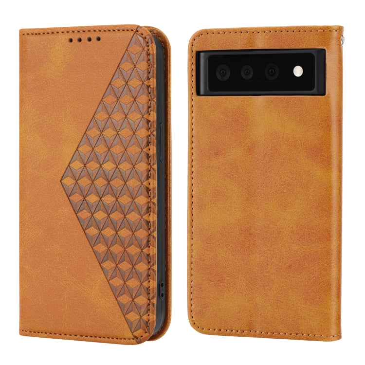 Custodia per telefono in pelle con chiusura magnetica a griglia cubica in vitello, For Samsung Galaxy A14 5G, For Google Pixel 7A