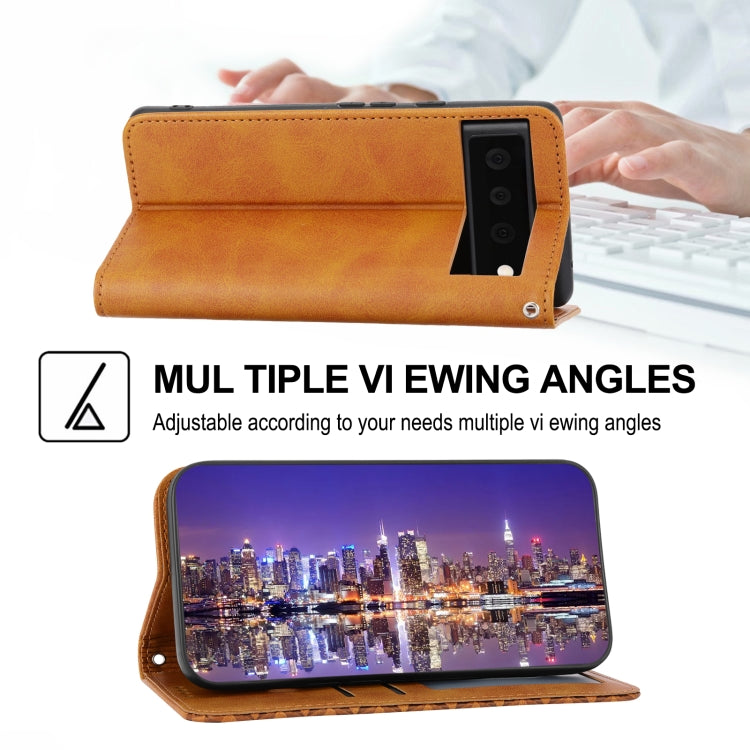 Custodia per telefono in pelle con chiusura magnetica a griglia cubica in vitello, For Samsung Galaxy A14 5G, For Google Pixel 7A