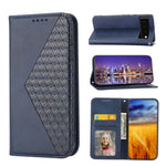 Custodia per telefono in pelle con chiusura magnetica a griglia cubica in vitello, For Samsung Galaxy A14 5G, For Google Pixel 7A