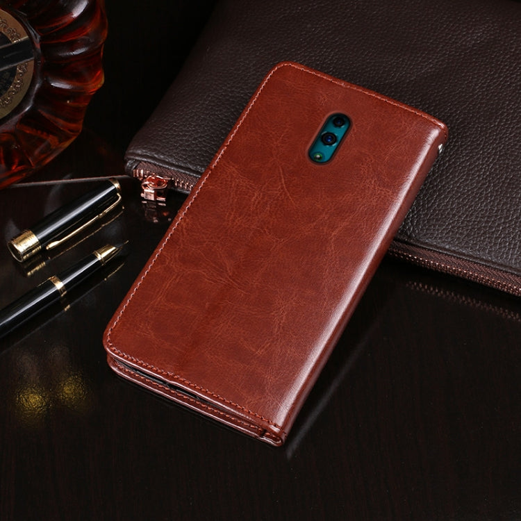 idewei Custodia in pelle a vibrazione orizzontale Crazy Horse Texture con supporto e slot per carte e portafoglio, For OPPO Reno, For OPPO Reno2 Z, For OPPO Reno3