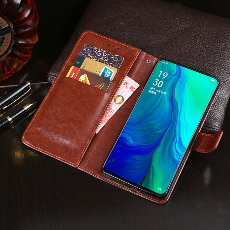 idewei Custodia in pelle a vibrazione orizzontale Crazy Horse Texture con supporto e slot per carte e portafoglio, For OPPO Reno, For OPPO Reno2 Z, For OPPO Reno3