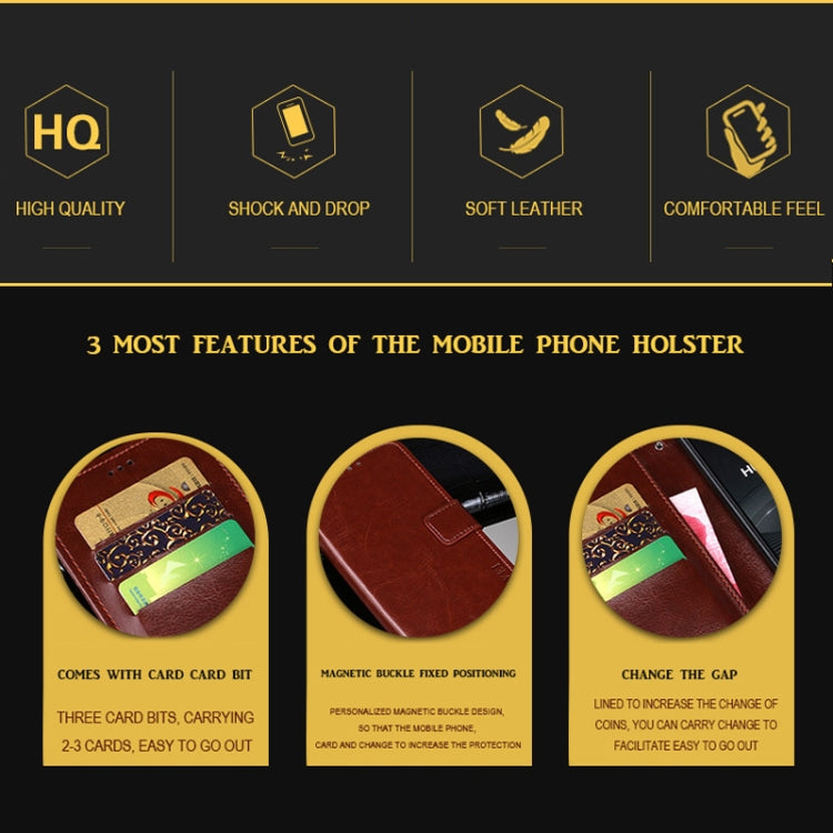 idewei Custodia in pelle a vibrazione orizzontale Crazy Horse Texture con supporto e slot per carte e portafoglio, For OPPO Reno, For OPPO Reno2 Z, For OPPO Reno3