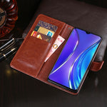 idewei Custodia in pelle a vibrazione orizzontale Crazy Horse Texture con supporto e slot per carte e portafoglio, For OPPO Realme X2