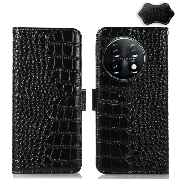 Custodia per telefono in pelle RFID con strato superiore in pelle bovina di coccodrillo, For OnePlus 11 5G, For OnePlus Nord CE 3 Lite, For Motorola Moto E13 4G 2023, For Motorola Moto G53 5G