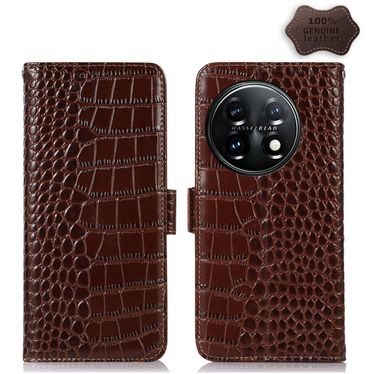 Custodia per telefono in pelle RFID con strato superiore in pelle bovina di coccodrillo, For OnePlus 11 5G, For OnePlus Nord CE 3 Lite, For Motorola Moto E13 4G 2023, For Motorola Moto G53 5G