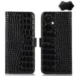 Custodia per telefono in pelle RFID con strato superiore in pelle bovina di coccodrillo, For OnePlus 11 5G, For OnePlus Nord CE 3 Lite, For Motorola Moto E13 4G 2023, For Motorola Moto G53 5G