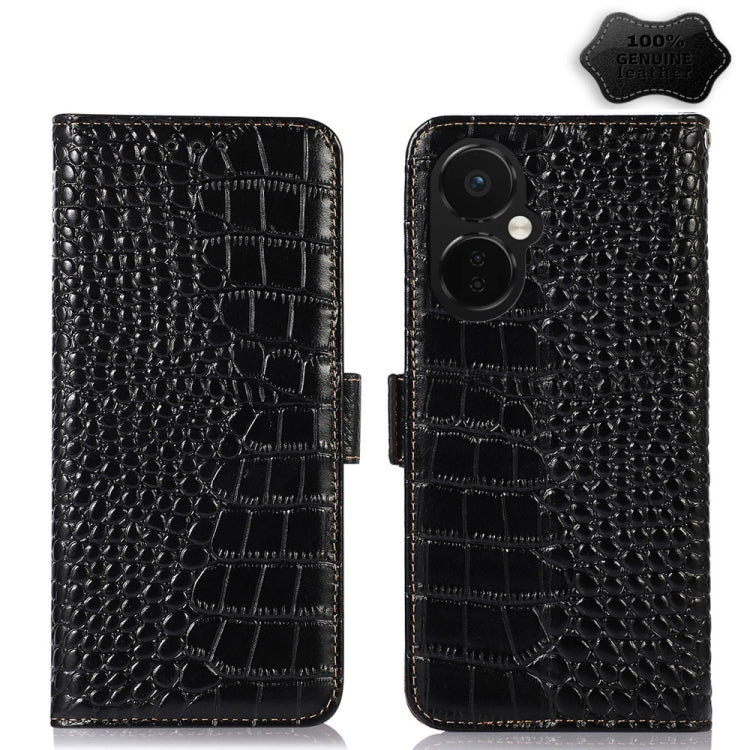 Custodia per telefono in pelle RFID con strato superiore in pelle bovina di coccodrillo, For OnePlus 11 5G, For OnePlus Nord CE 3 Lite, For Motorola Moto E13 4G 2023, For Motorola Moto G53 5G