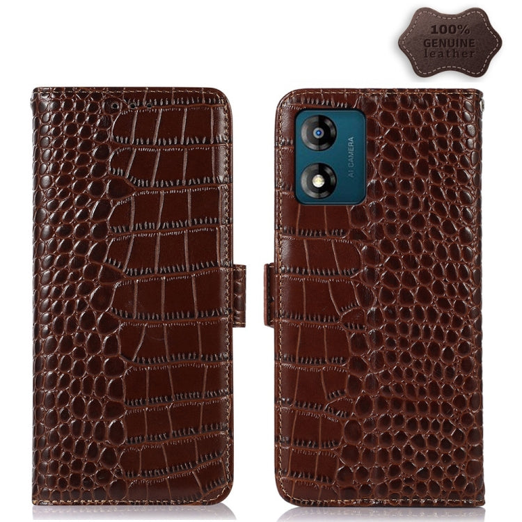 Custodia per telefono in pelle RFID con strato superiore in pelle bovina di coccodrillo, For OnePlus 11 5G, For OnePlus Nord CE 3 Lite, For Motorola Moto E13 4G 2023, For Motorola Moto G53 5G