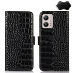 Custodia per telefono in pelle RFID con strato superiore in pelle bovina di coccodrillo, For OnePlus 11 5G, For OnePlus Nord CE 3 Lite, For Motorola Moto E13 4G 2023, For Motorola Moto G53 5G