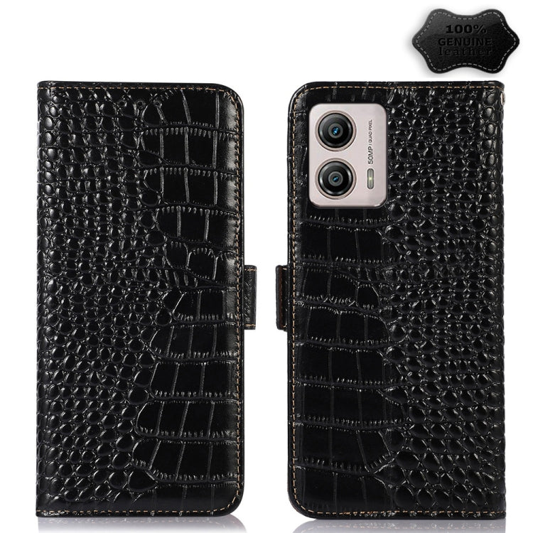Custodia per telefono in pelle RFID con strato superiore in pelle bovina di coccodrillo, For OnePlus 11 5G, For OnePlus Nord CE 3 Lite, For Motorola Moto E13 4G 2023, For Motorola Moto G53 5G