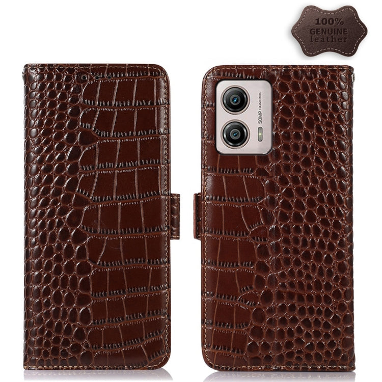 Custodia per telefono in pelle RFID con strato superiore in pelle bovina di coccodrillo, For OnePlus 11 5G, For OnePlus Nord CE 3 Lite, For Motorola Moto E13 4G 2023, For Motorola Moto G53 5G