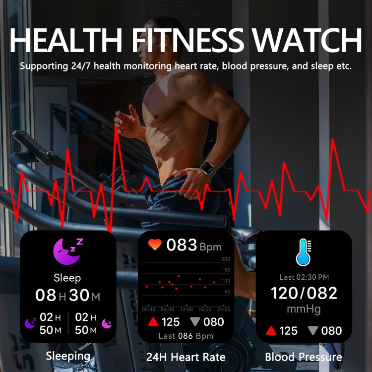 PG333 Orologio sportivo intelligente impermeabile da 1,91 pollici Supporto monitoraggio della frequenza cardiaca / monitoraggio della pressione sanguigna
