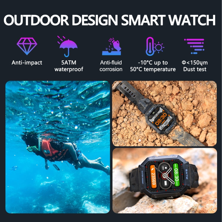 PG333 Orologio sportivo intelligente impermeabile da 1,91 pollici Supporto monitoraggio della frequenza cardiaca / monitoraggio della pressione sanguigna