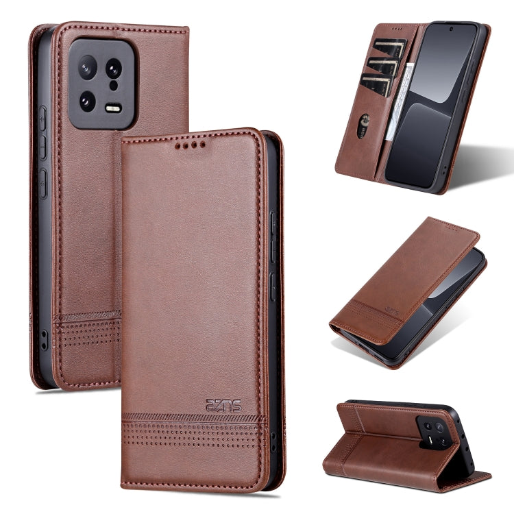 AZNS Custodia per telefono in pelle a conchiglia con struttura in vitello magnetico, For Honor 80 SE, For Samsung Galaxy A04e, For Xiaomi 13
