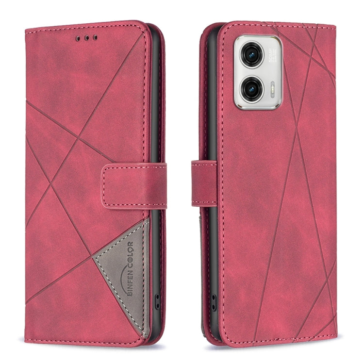 Custodia per telefono in pelle con struttura a rombo con fibbia magnetica, For Motorola Moto E13 4G, For Motorola Moto G 5G 2023, For Motorola Moto G73 5G, For Motorola Moto G13 4G/G23 4G/G53 5G