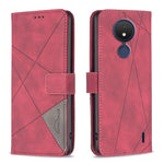 Custodia per telefono in pelle con struttura a rombo con fibbia magnetica, For Nokia C21