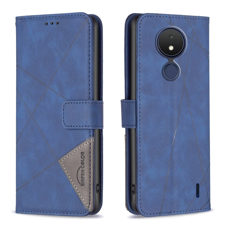 Custodia per telefono in pelle con struttura a rombo con fibbia magnetica, For Nokia C21