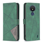 Custodia per telefono in pelle con struttura a rombo con fibbia magnetica, For Nokia C21