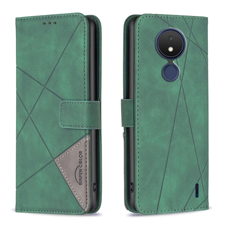 Custodia per telefono in pelle con struttura a rombo con fibbia magnetica, For Nokia C21