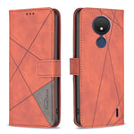 Custodia per telefono in pelle con struttura a rombo con fibbia magnetica, For Nokia C21