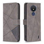 Custodia per telefono in pelle con struttura a rombo con fibbia magnetica, For Nokia C21