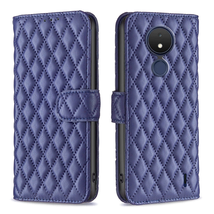 Custodia per telefono a conchiglia in pelle con portafoglio Diamond Lattice, For Nokia C21