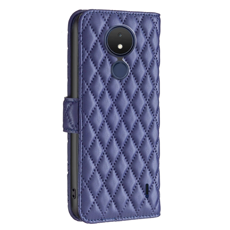 Custodia per telefono a conchiglia in pelle con portafoglio Diamond Lattice, For Nokia C21