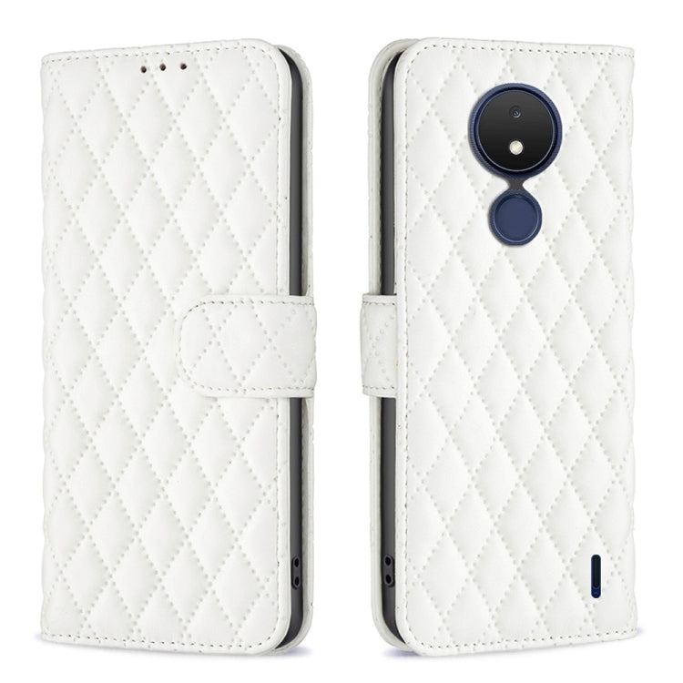 Custodia per telefono a conchiglia in pelle con portafoglio Diamond Lattice, For Nokia C21