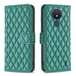 Custodia per telefono a conchiglia in pelle con portafoglio Diamond Lattice, For Nokia C21