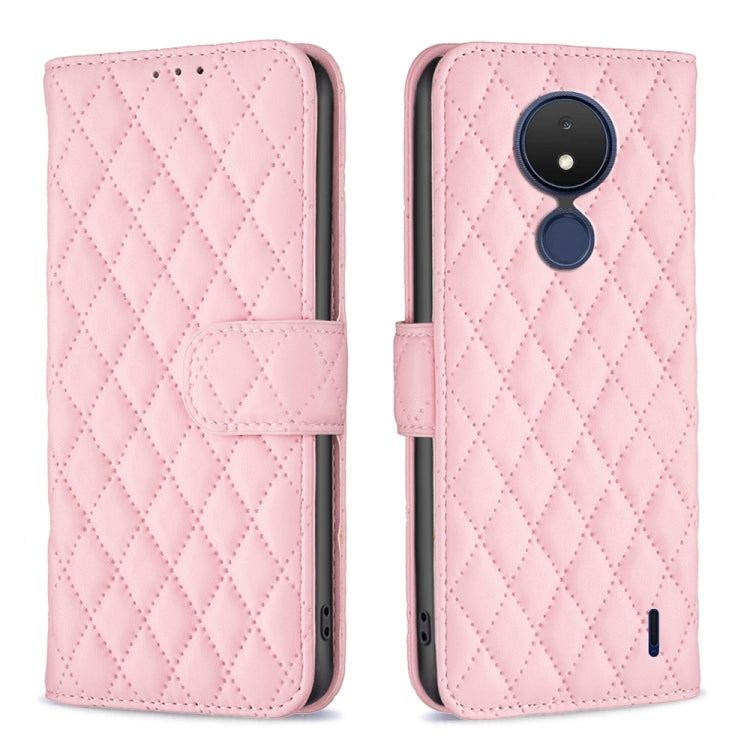 Custodia per telefono a conchiglia in pelle con portafoglio Diamond Lattice, For Nokia C21