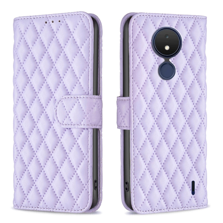 Custodia per telefono a conchiglia in pelle con portafoglio Diamond Lattice, For Nokia C21
